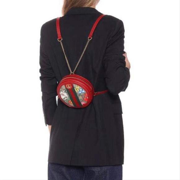 Gucci Ophidia floral GG logo round leather backpack main image 4